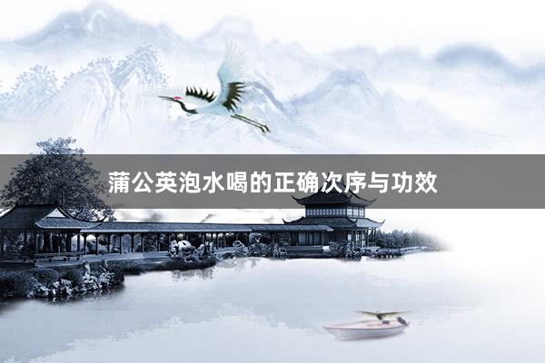 蒲公英泡水喝的正确次序与功效